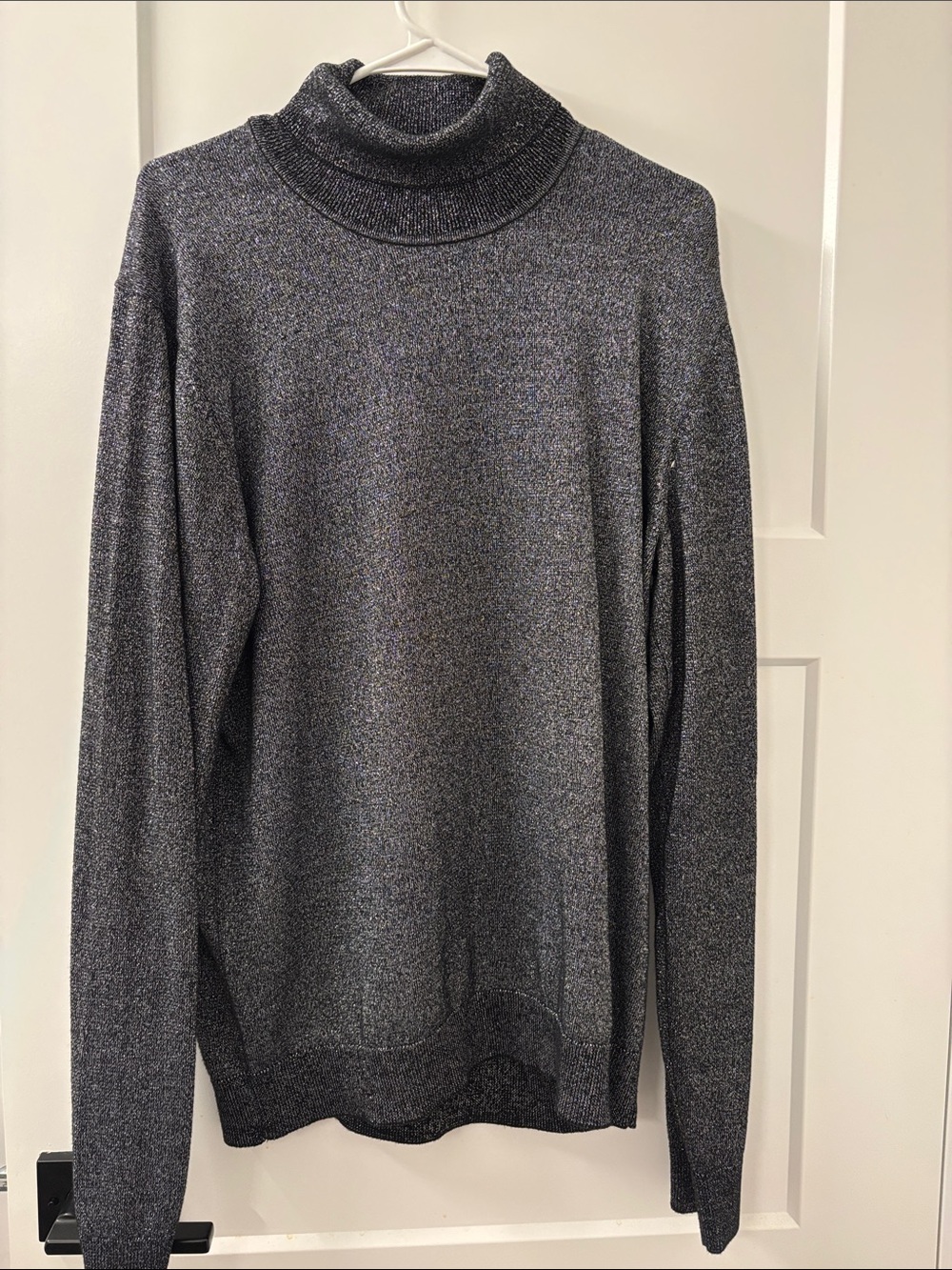 Womens Metallic Black  Turtleneck Sweater size large